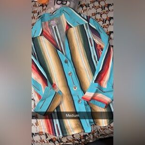 Striped Multicolor Button-Up Women's Top